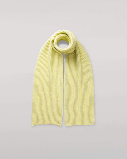 JOHNSTONS OF ELGIN CASHMERE RIBBED LOVAT SCARF LIGHT YELLOW 100% CASHMERE HAY03639HF0025ONE