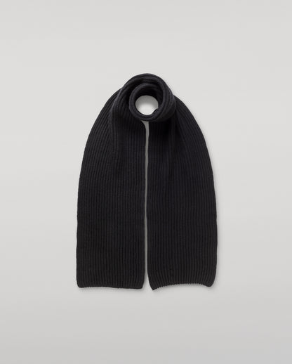 JOHNSTONS OF ELGIN CASHMERE RIBBED LOVAT SCARF BLACK 100% CASHMERE HAY03639SA7210ONE