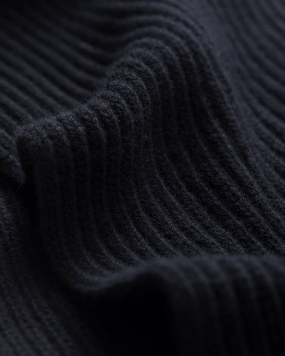 JOHNSTONS OF ELGIN CASHMERE RIBBED LOVAT SCARF BLACK 100% CASHMERE HAY03639SA7210ONE