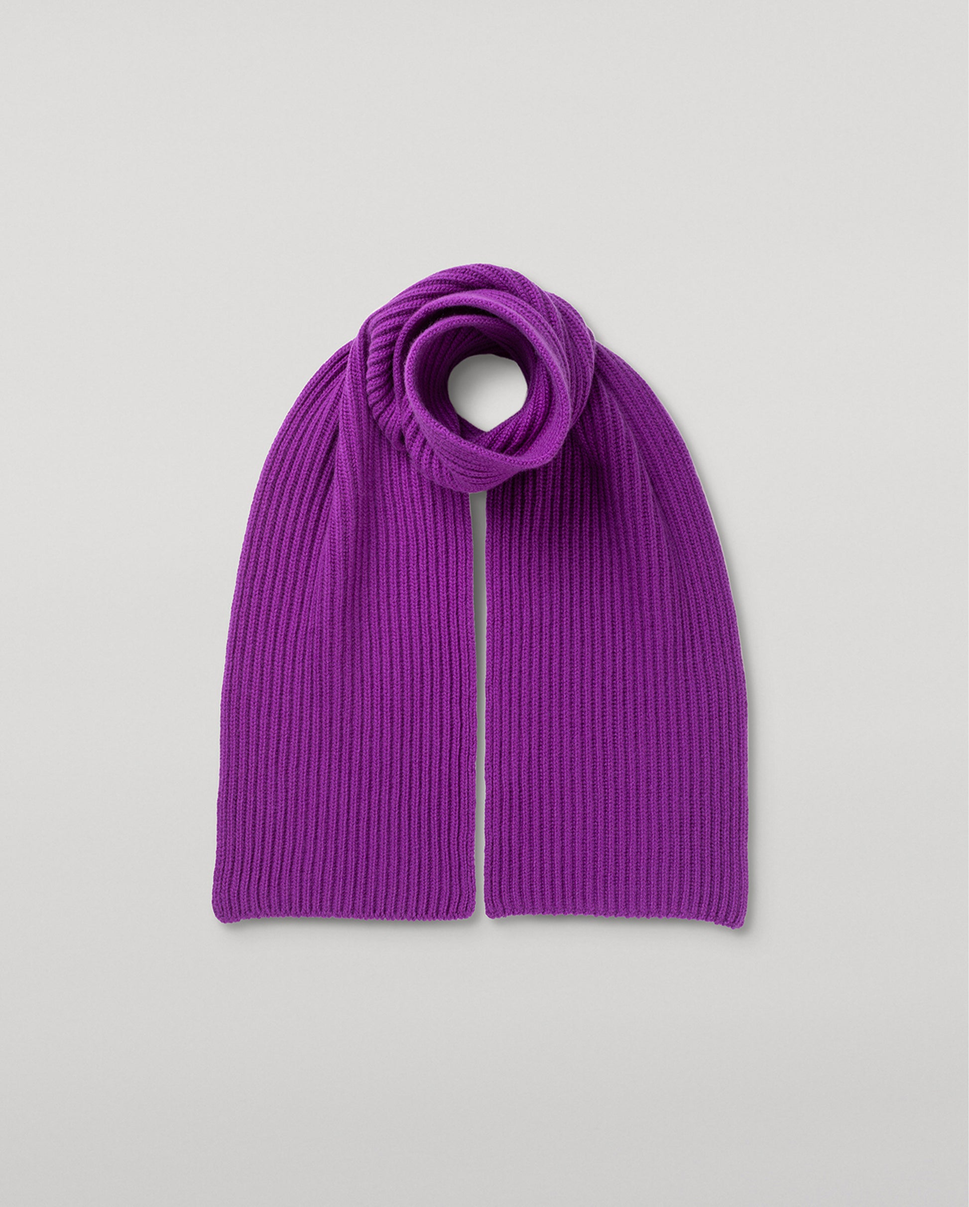 JOHNSTONS OF ELGIN CASHMERE RIBBED LOVAT SCARF PURPLE 100% CASHMERE HAY03639SD5371ONE
