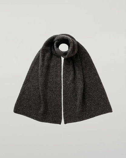 Johnstons of Elgin AW25 Knitted Accessories Charcoal Cashmere Bouclé Grey Scarf HBC01129HA7198ONE