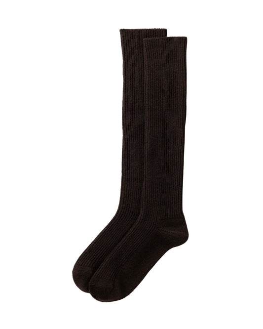 Johnstons of Elgin AW25 Knitted Accessories Molasses     Cashmere Knee High Brown Socks HBE01128SB7290ONE