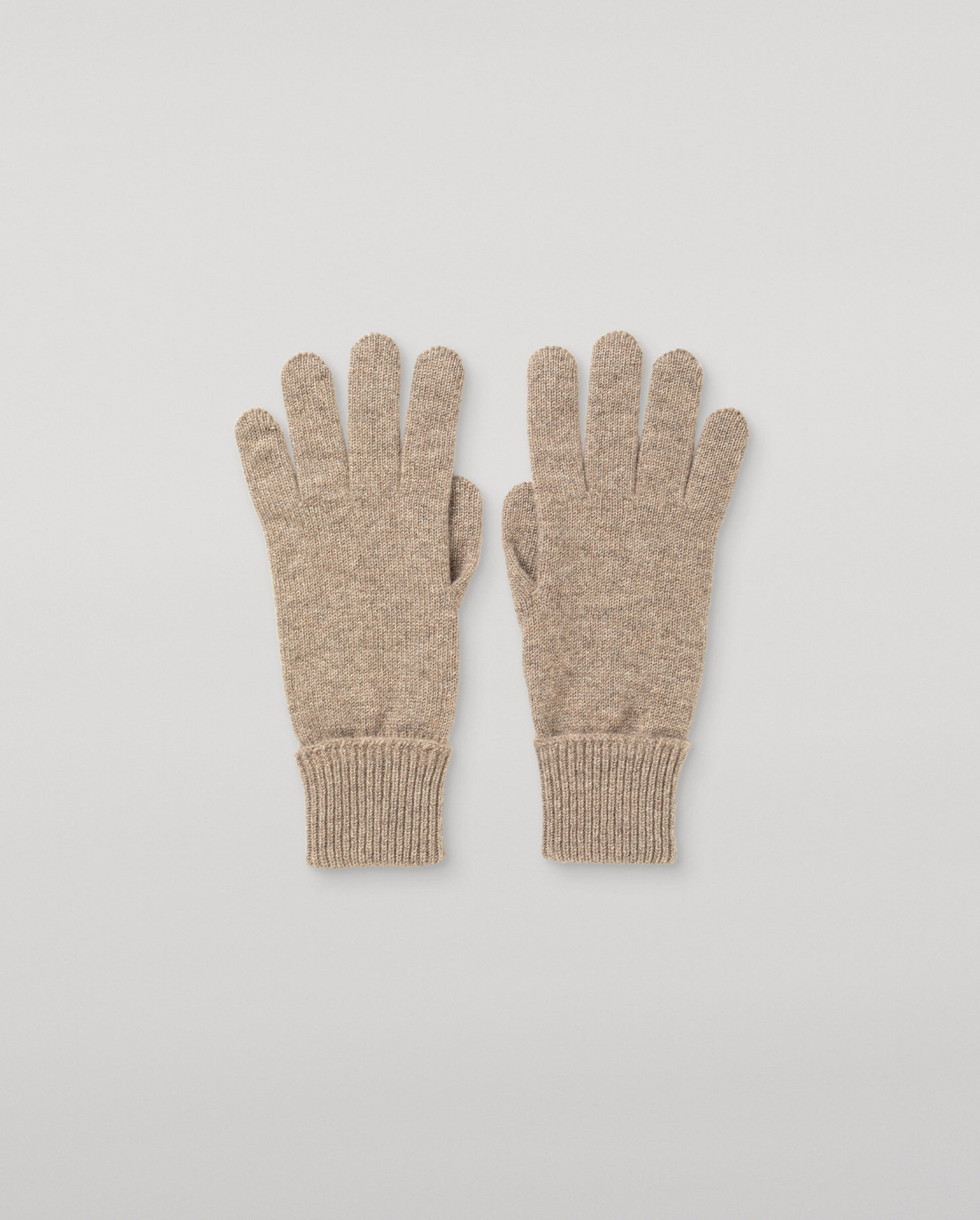 JOHNSTONS OF ELGIN WOMENS CASHMERE JERSEY DORIS GLOVES TURNBACK CUFFS LIGHT BROWN 96% CASHMERE/4% NYLON HBJ03523HB4447ONE
