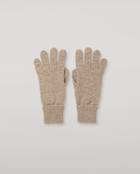JOHNSTONS OF ELGIN WOMENS CASHMERE JERSEY DORIS GLOVES TURNBACK CUFFS LIGHT BROWN 96% CASHMERE/4% NYLON HBJ03523HB4447ONE