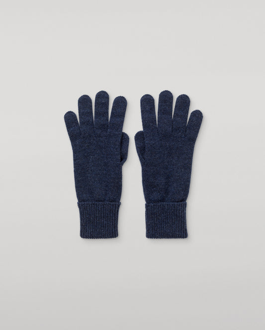 JOHNSTONS OF ELGIN WOMENS CASHMERE JERSEY DORIS GLOVES TURNBACK CUFFS NAVY 96% CASHMERE/4% NYLON HBJ03523HD7350ONE
