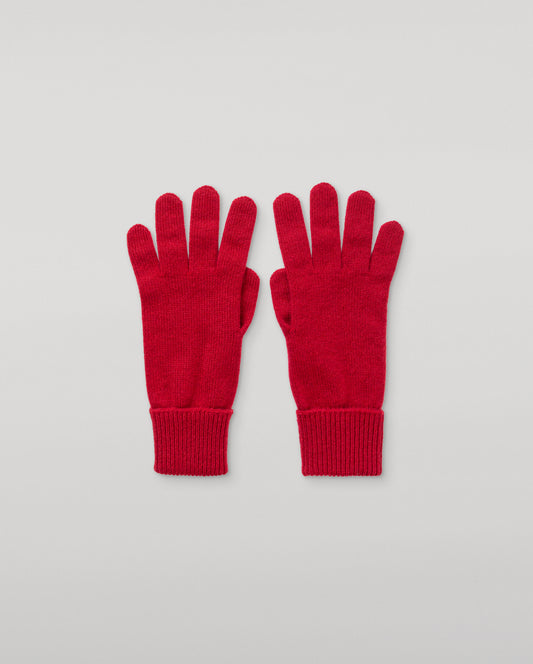 JOHNSTONS OF ELGIN WOMENS CASHMERE JERSEY DORIS GLOVES TURNBACK CUFFS RED 96% CASHMERE/4% NYLON HBJ03523SE5325ONE