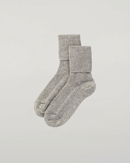 Johnstons of Elgin set of three pairs of cashmere socks in light blue, white, and navy on a white background 2025GIFTSET3B