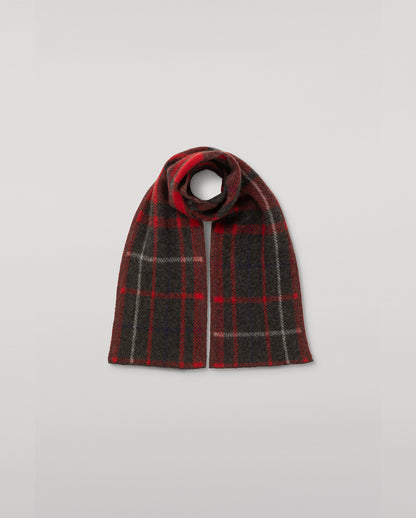 JOHNSTONS OF ELGIN BRUSHED CASHMERE SILK INTARSIA CHECK BAIRD SCARF RED 74% CASHMERE, 26% SILK HBP01178JU1627ONE