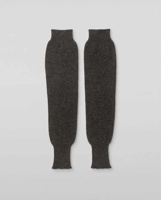 JOHNSTONS OF ELGIN WOMENS BRUSHED CASHMERE SILK JERSEY TEXA LEG WARMERS DARK GREY 74% CASHMERE, 26% SILK HBP01180HA7232ONE