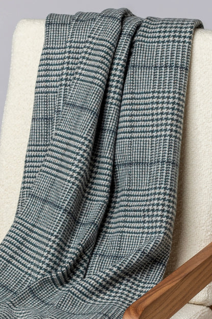 2025 Johnstons of Elgin Interiors Collection Bottle Tweed Glen Check Wool Throw on a grey background  WDC01930RU7652ONE