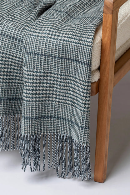 2025 Johnstons of Elgin Interiors Collection Bottle Tweed Glen Check Wool Throw on a grey background  WDC01930RU7652ONE