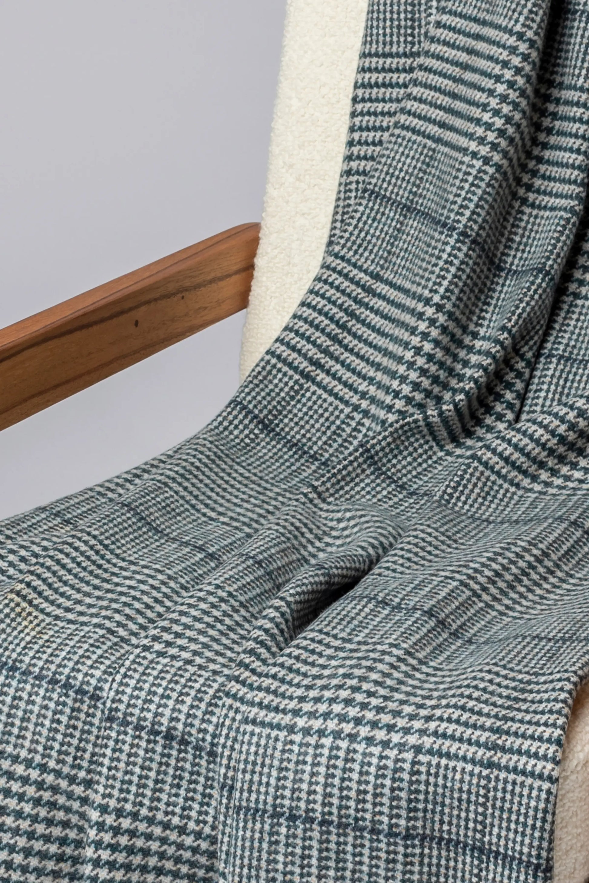 2025 Johnstons of Elgin Interiors Collection Bottle Tweed Glen Check Wool Throw on a grey background  WDC01930RU7652ONE