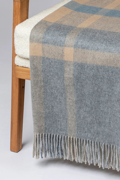 2025 Johnstons of Elgin Interiors Collection Birch Check Reversible Cashmere Throw on a grey background  WA000013RU7603ONE