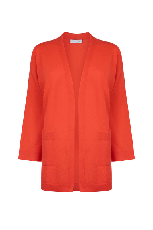 Gauzy Cashmere Kimono Orange Cardigan