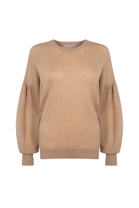 Balloon Sleeve Camel Cashmere Jumper