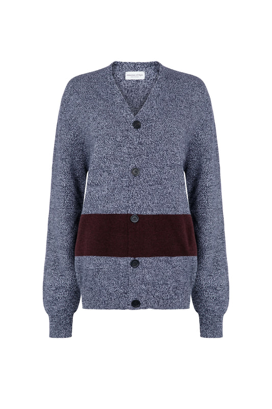 Colour Block Blue Cashmere Cardigan
