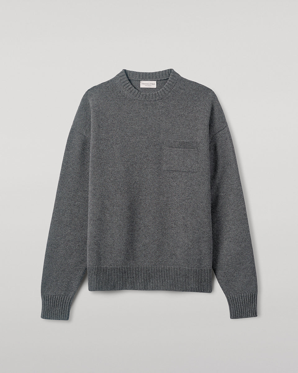 Johnstons of Elgin men's mid grey cashmere jumper KAA05310HA4181
