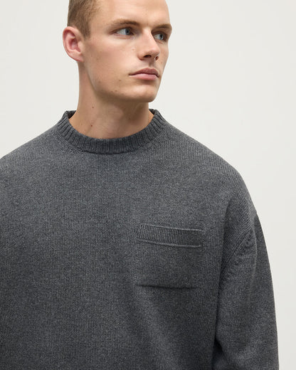 Johnstons of Elgin men's mid grey cashmere jumper KAA05310HA4181