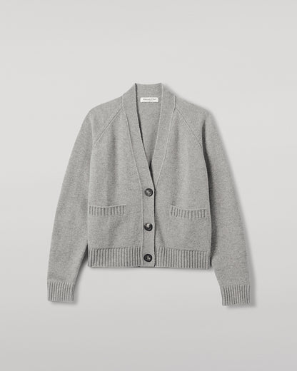 Johnstons of Elgin Women's Knitwear Light Grey Relaxed Fit Cashmere Cardigan KAA05320HA0308
