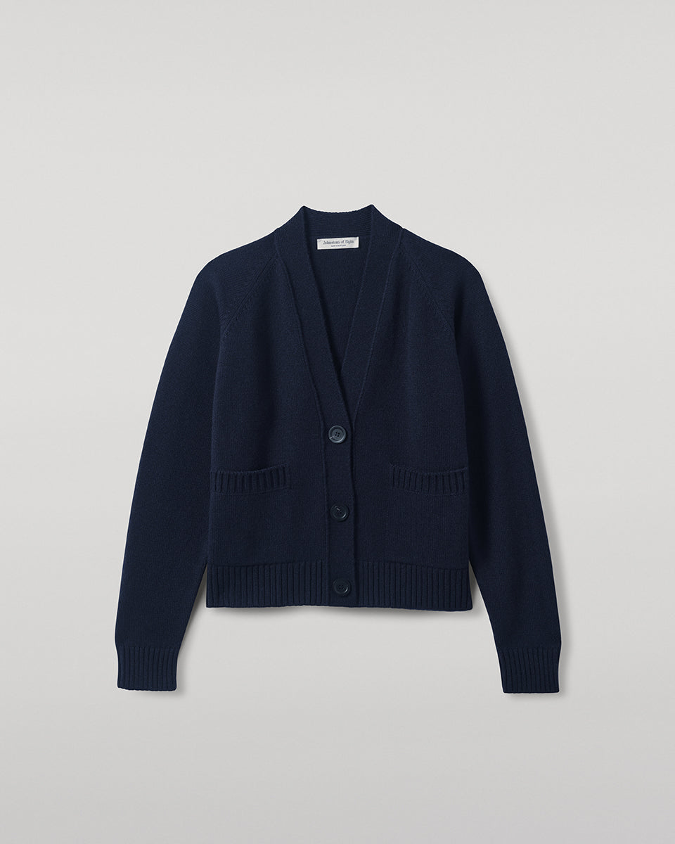 Johnstons of Elgin Women's Knitwear Navy Relaxed Fit  Navy Cashmere Cardigan KAA05320SD7286