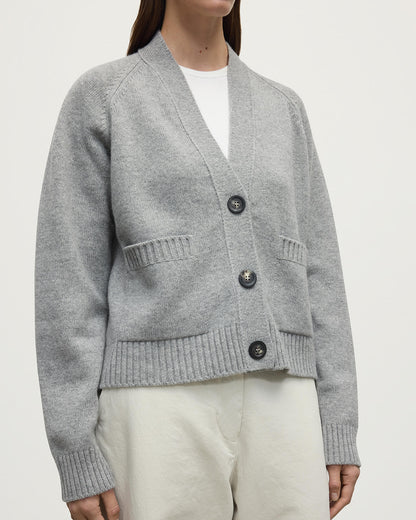 Johnstons of Elgin Women's Knitwear Light Grey Relaxed Fit Cashmere Cardigan KAA05320HA0308