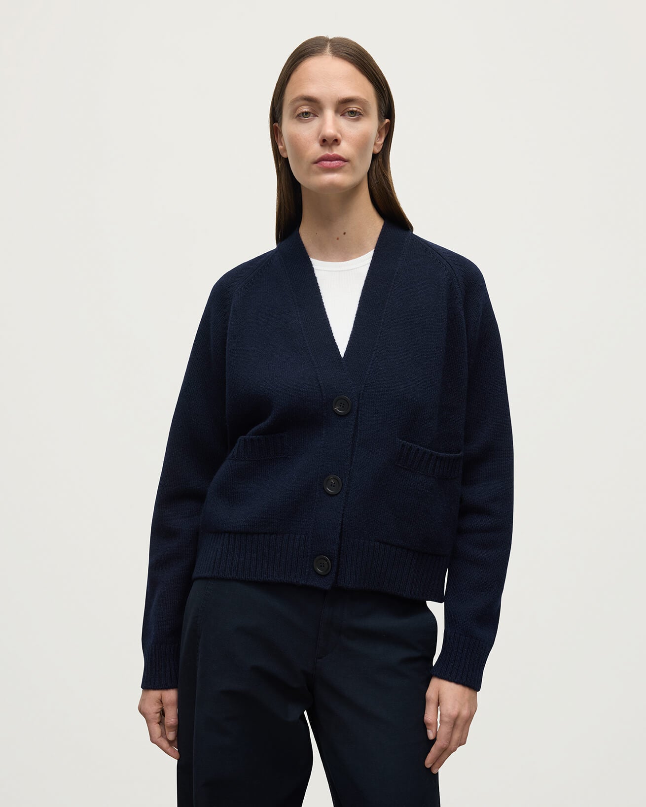 Johnstons of Elgin Women's Knitwear Navy Relaxed Fit  Navy Cashmere Cardigan KAA05320SD7286