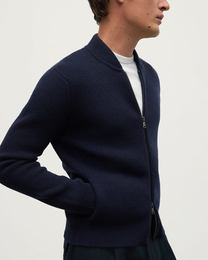 Johnstons of Elgin Men's Cashmere Milano Stitch Navy Jacket KAA05443SD7286