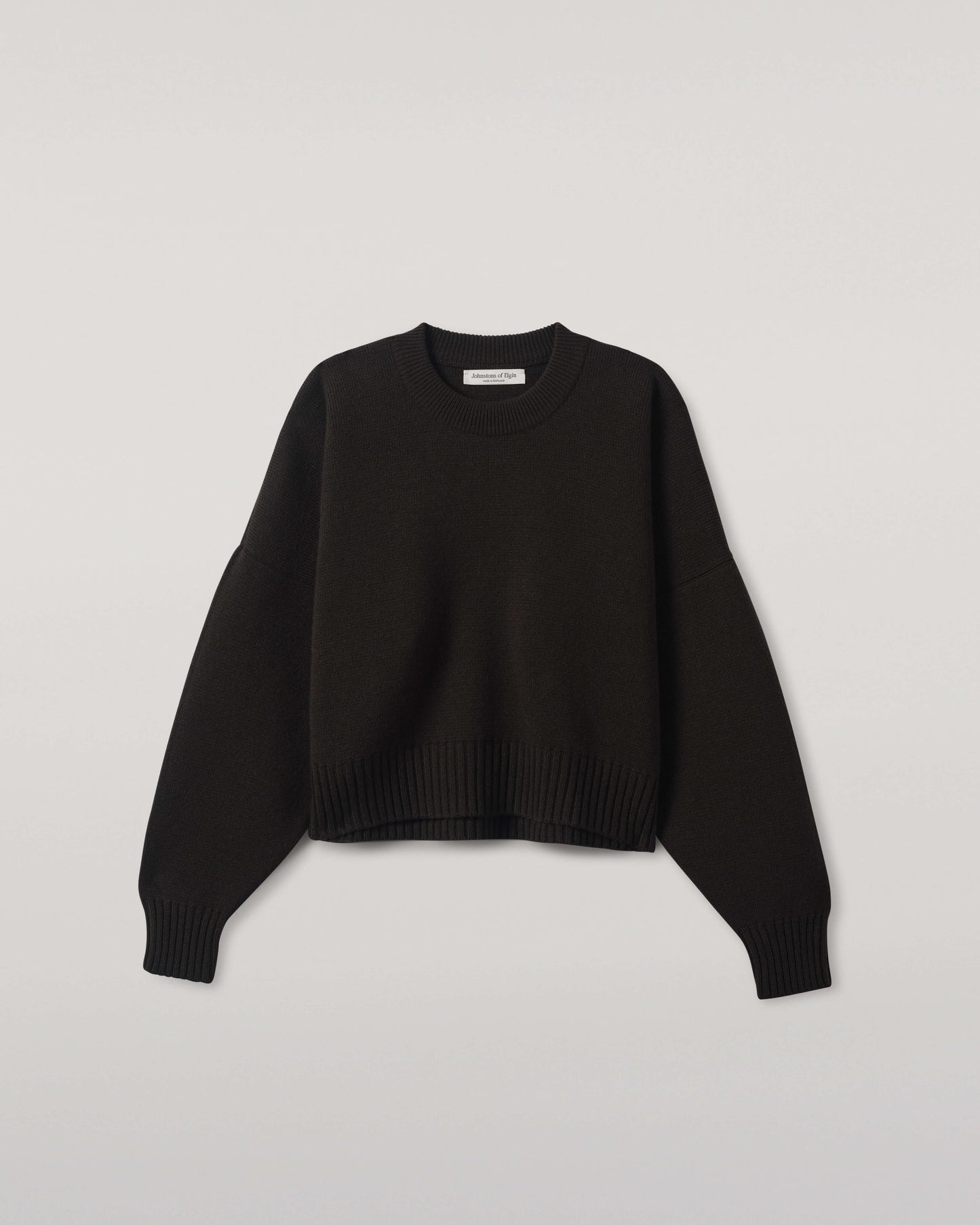 Women's Knitwear Black Cropped Milano Grey Cashmere Jumper Close Up  KAP05489SA7210