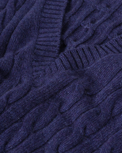 JOHNSTONS OF ELGIN WOMENS KYLESKU DEEP VEE SWEATER BLUE KAA05728HD4490