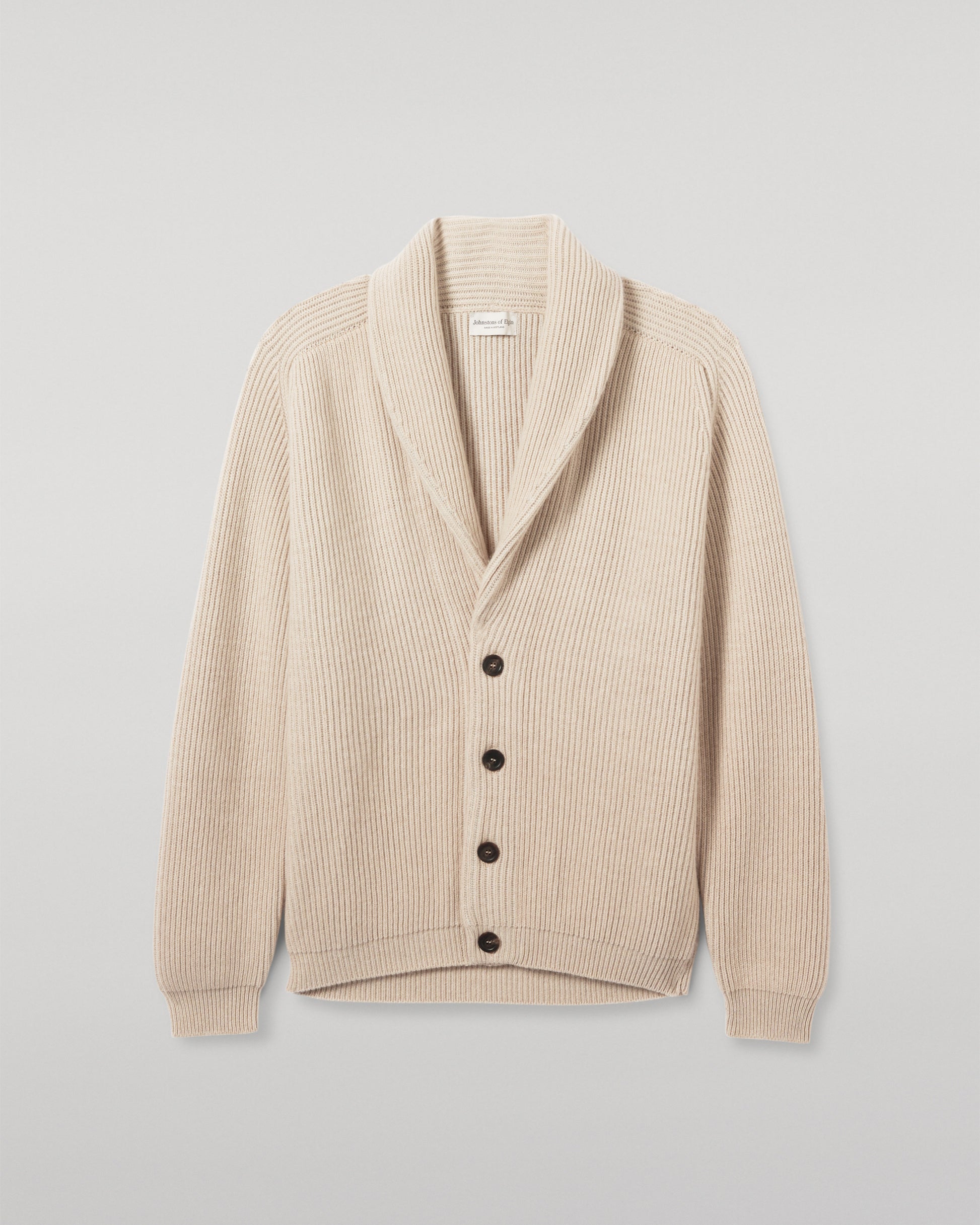 JOHNSTONS OF ELGIN PIONEER SHAWL CARDIGAN NATURAL 100% CASHMERE UAA05750Q26191