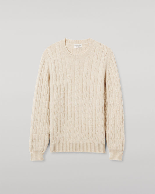 Johnstons of Elgin men's 100% cashmere cable sweater in natural KAA05754HA0396