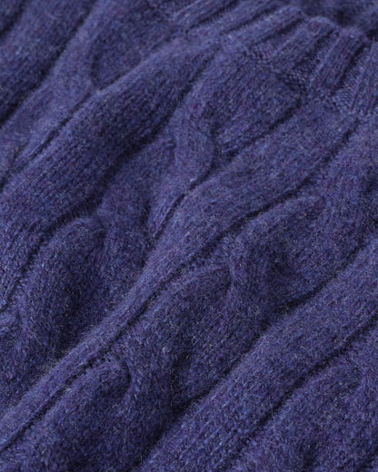 Johnstons of Elgin Men's 100% Cashmere Cable Sweater in Moray Blue KAA05754HD4490