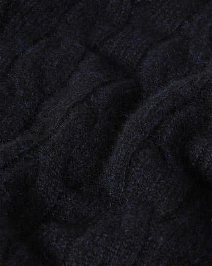 Johnstons of Elgin Men's 100% Cashmere Cable Sweater in Ink Blue KAA05754HD7347