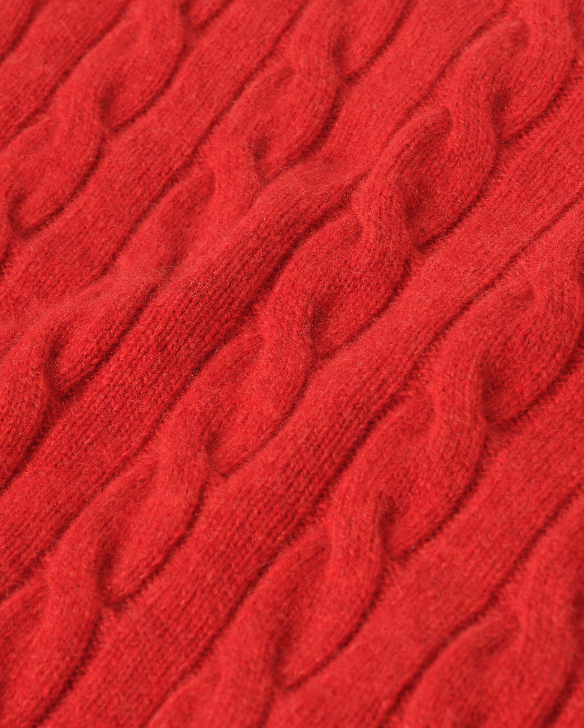 JOHNSTONS OF ELGIN CALDER CREW SWEATER CASHMERE CABLE CREW SWEATER RED 100% CASHMERE KAA05754HE4390