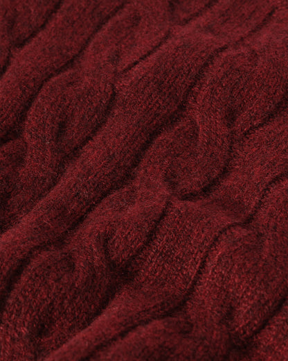 Johnstons of Elgin Men's 100% Cashmere Cable Sweater in Deep RedKAA05754HE7068