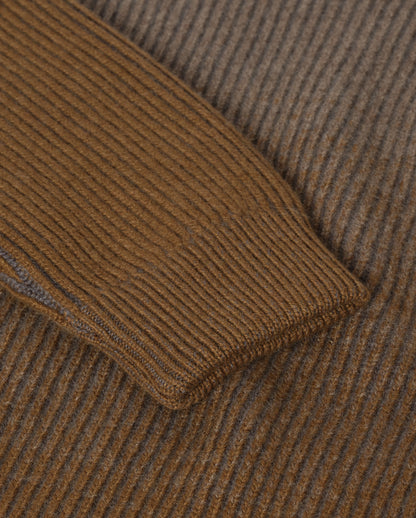 JOHNSTONS OF ELGIN PIONEER CREW SWEATER CASHMERE RIBBED OMBRE CREW NECK SWEATER - 6 PLY GREEN 100% CASHMERE KAA05954Q26323