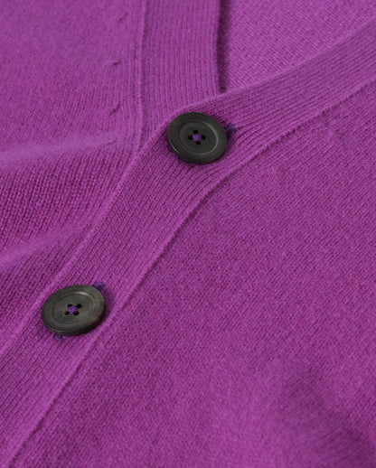 JOHNSTONS OF ELGIN REDPATH VEE NECK CARDIGAN CASHMERE VEE NECK CARDIGAN - 4 PLY PURPLE 100% CASHMERE KAA05962SD5371