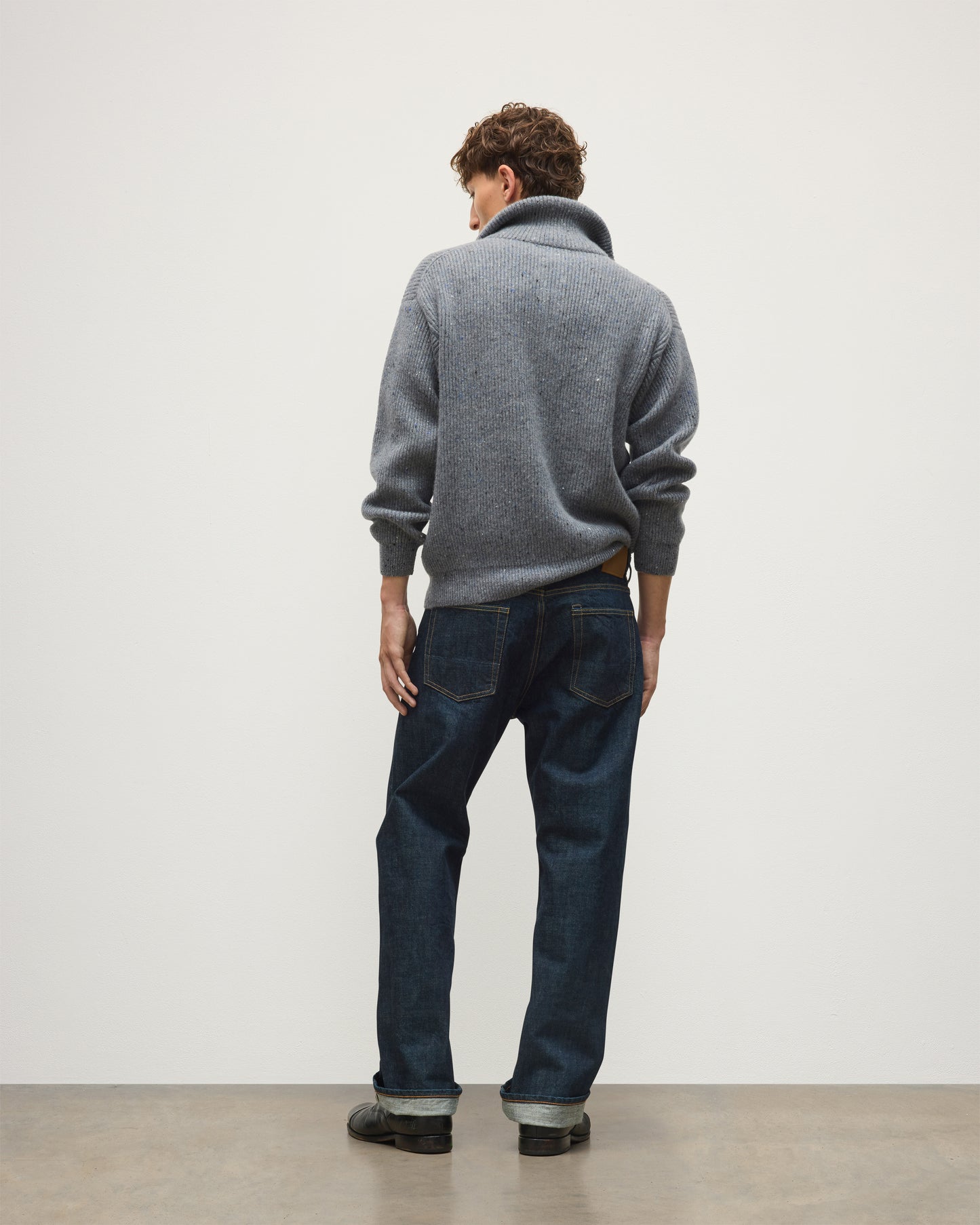 JOHNSTONS OF ELGIN KINNAIRD HALF ZIP SWEATER DONEGAL CASHMERE RIBBED ZIP NECK SWEATER GREY 100% CASHMERE KAA05985HA4270