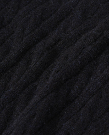 JOHNSTONS OF ELGIN KYLESKU CREW SWEATER CASHMERE CABLE ROUND NECK SWEATER DARK BLUE 100% CASHMERE KAA06028HD7347
