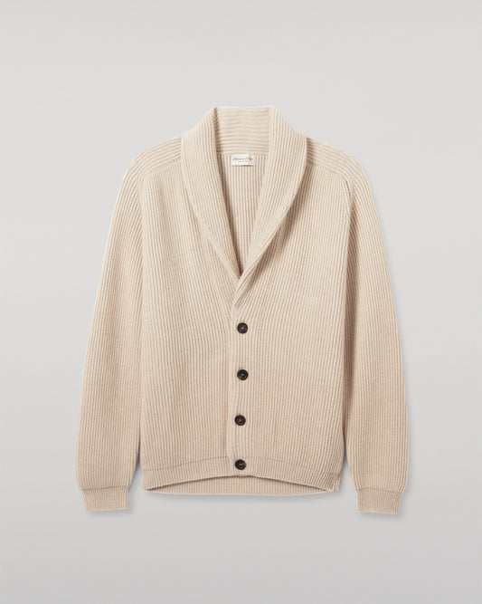 JOHNSTONS OF ELGIN PIONEER SHAWL CARDIGAN NATURAL 100% CASHMERE KAA05750Q26191