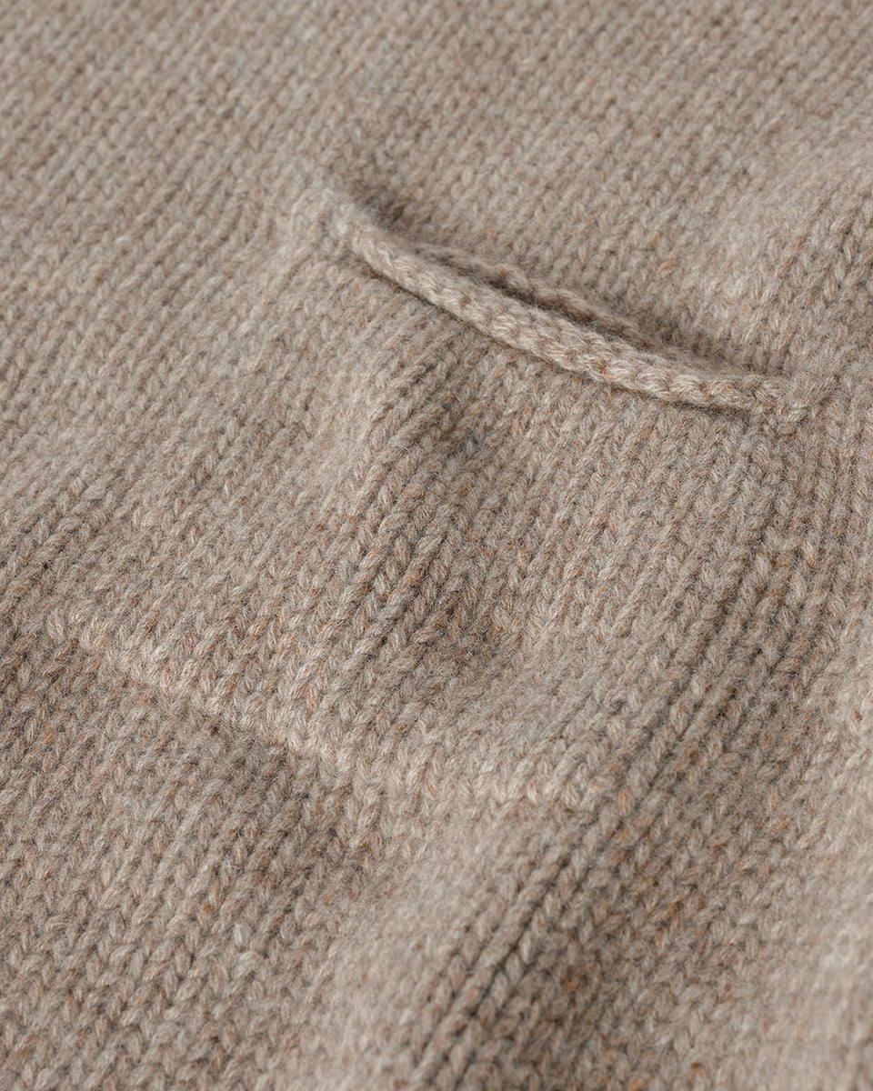 Johnstons of Elgin Men's Knitwear Ash Brown Cashmere Turtleneck Jumper details KAB05484HB4334