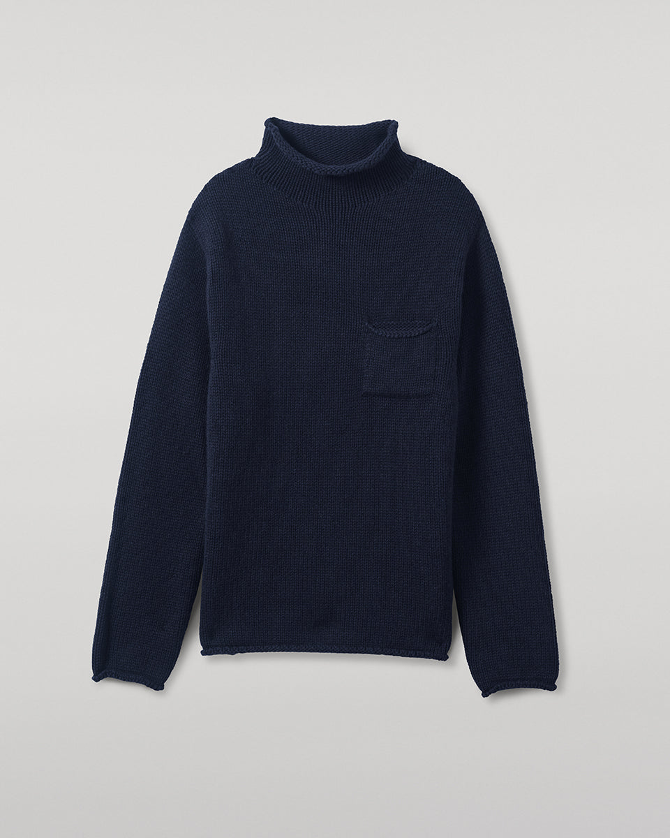 Johnstons of Elgin  Men's Knitwear Dark Navy Navy Cashmere Turtleneck Jumper KAB05484SD7666