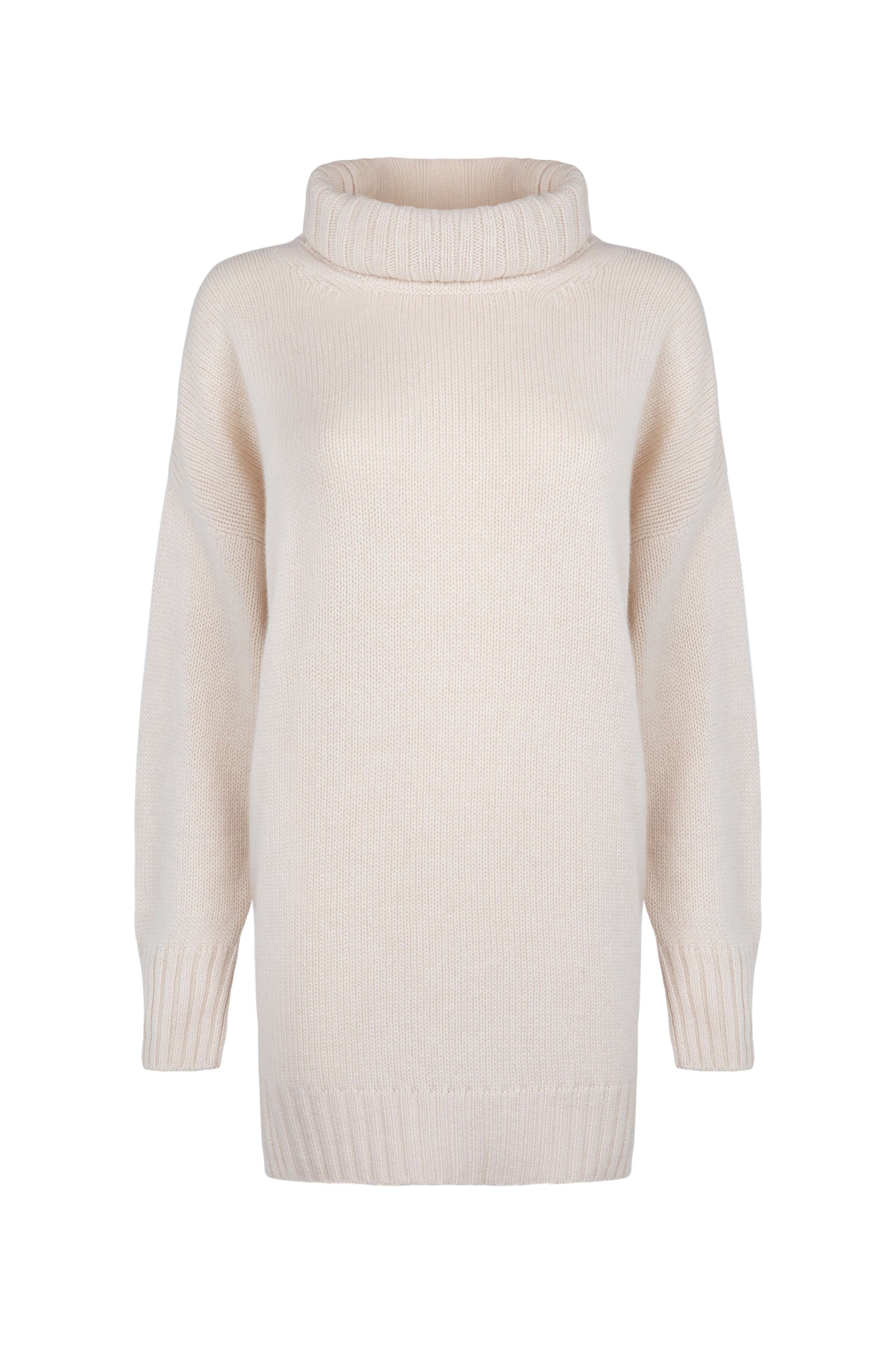 Oversized Cashmere Roll Neck Cream Jumper