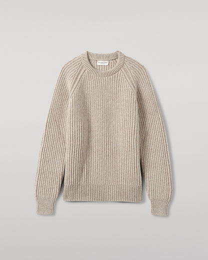 Johnstons of Elgin AW25 Men's Knitwear Cream Dun Donegal & Ash Ribbed Donegal Cashmere Cream Jumper KAC05581Q25394