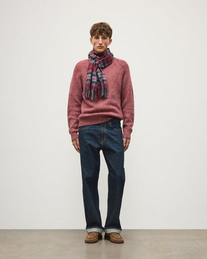JOHNSTONS OF ELGIN FYFE CREW SWEATER CASHMERE 3 COLOUR MARL CREW SWEATER - 6 PLY RED MARL 100% CASHMERE KAC05753007014