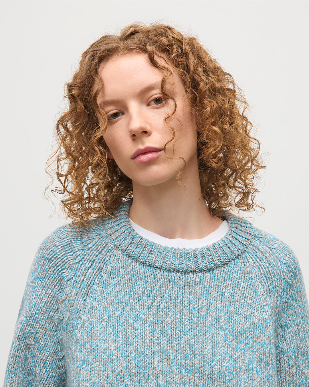 JOHNSTONS OF ELGIN  FYFE CREW SWEATER BLUE 100% CASHMERE UAC05753006779