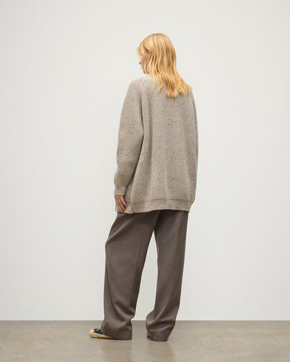 JOHNSTONS OF ELGIN NORAH CARDIGAN DONEGAL CASHMERE RIBBED CARDIGAN WITH POCKETS CREAM 100% CASHMERE KAC05992HA0397