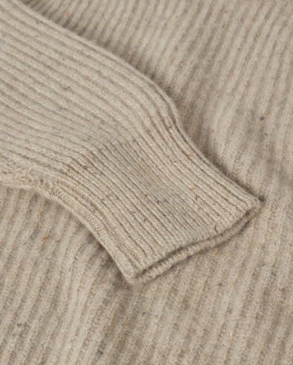 JOHNSTONS OF ELGIN NORAH CREW SWEATER DONEGAL CASHMERE OVERSIZED RIBBED SWEATER CREAM 100% CASHMERE KAC05993HA0397