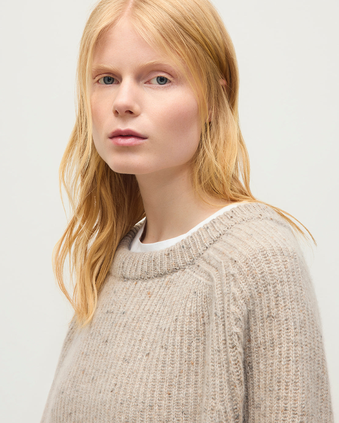 Norah Ribbed Natural Donegal Cashmere Jumper