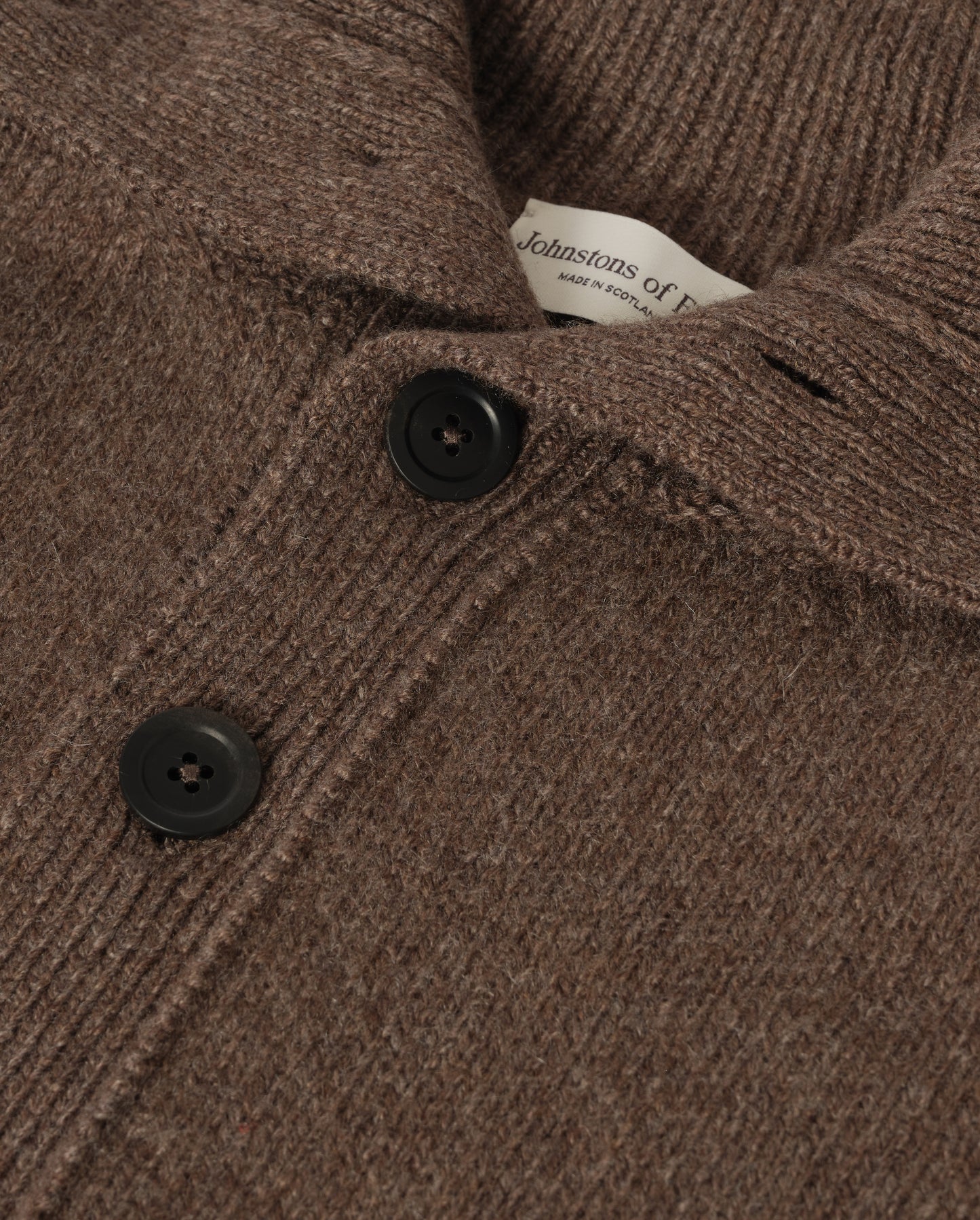 JOHNSTONS OF ELGIN DOUGLAS BUTTON NECK SWEATER CASHMERE BUTTON NECK SWEATER BROWN 100% CASHMERE KAC06010HB7126